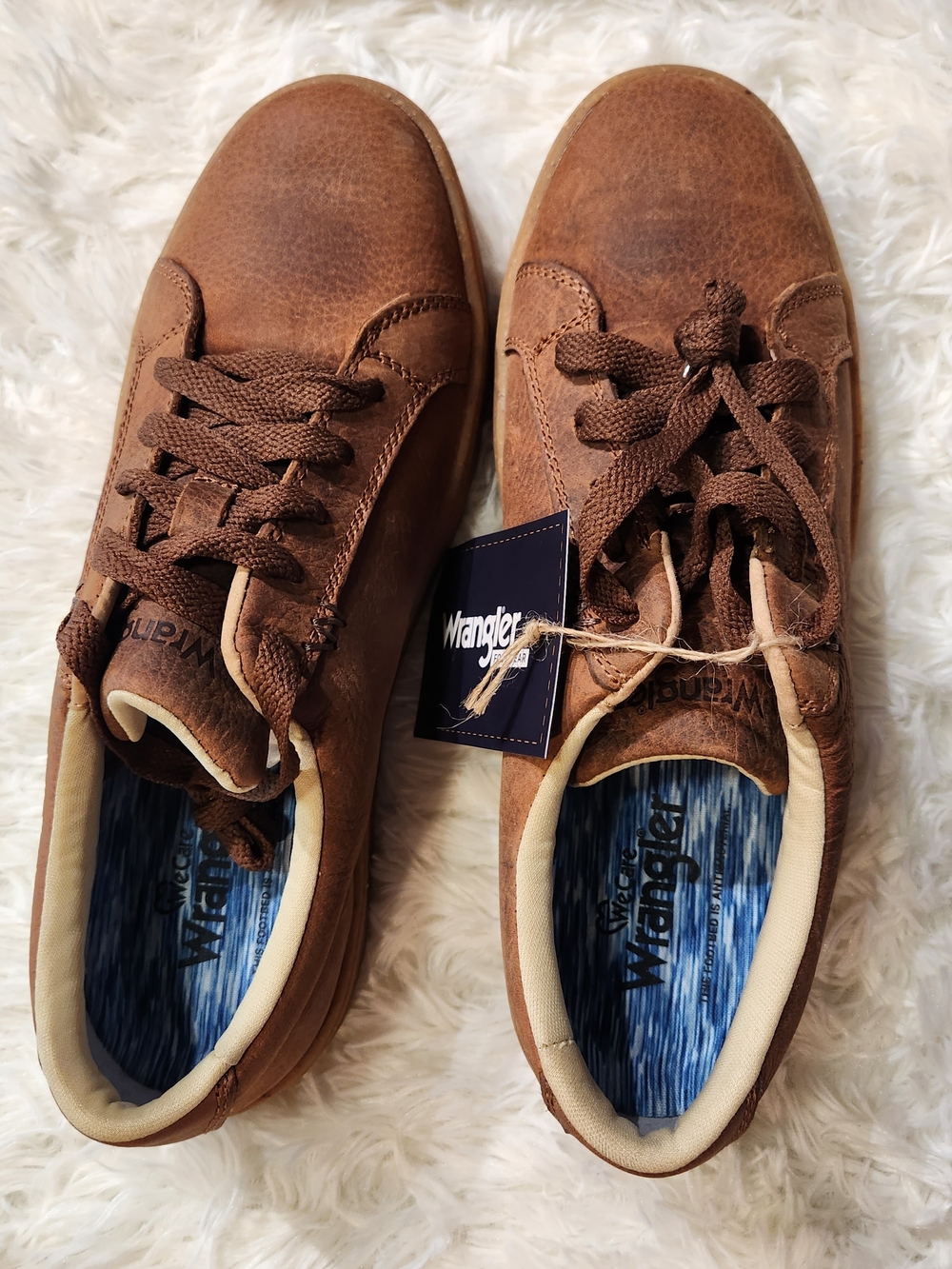 Wrangler Men’s Brown Lace-Up Leather Sneakers